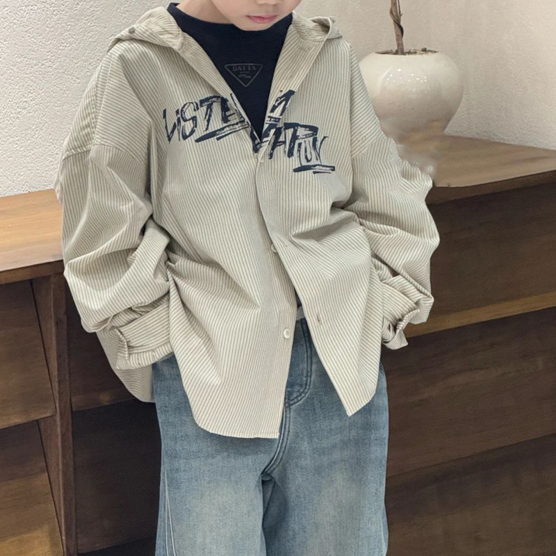 Uniszex gyerekeknek szóló hosszú ujjú ing, reveres gallérral, poliészter anyag, téli viselet