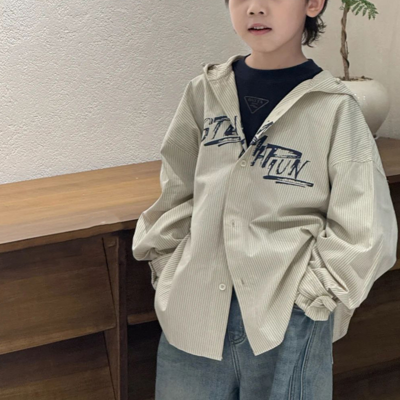 Uniszex gyerekeknek szóló hosszú ujjú ing, reveres gallérral, poliészter anyag, téli viselet