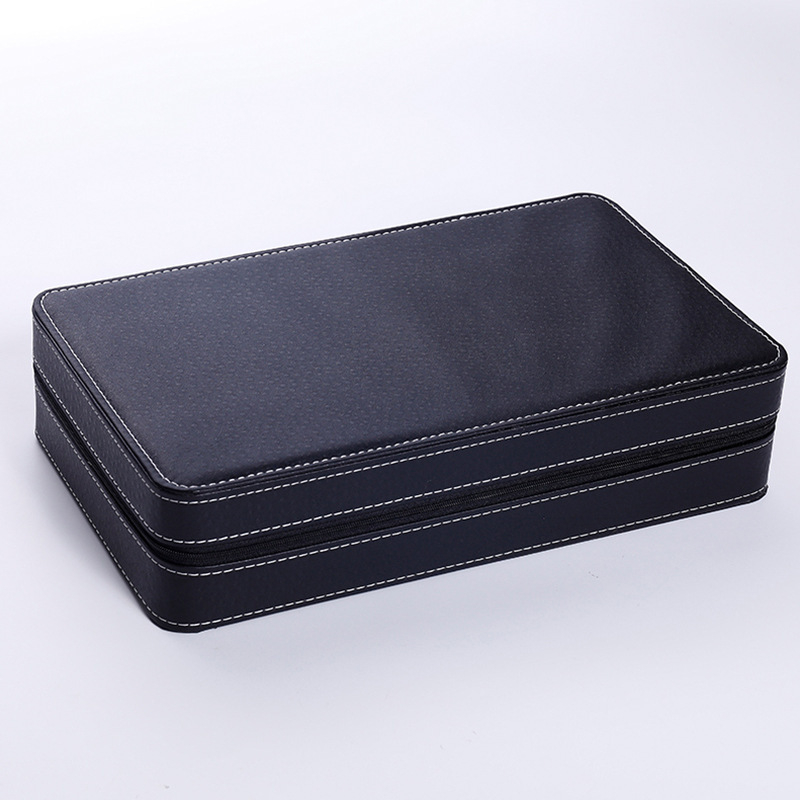 12‑dijelna kutija za satove sa zatvaračem, materijal: imitirana koža s perlastim fleece unutrašnjim, kartonska ambalaža, pogodna za poklon ili pakiranje nakita