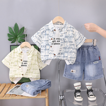 Dječji ljetni dvodijelni set s kratkim rukavima, pamuk, uzorak s slovima, za dječake 3–8 godina
