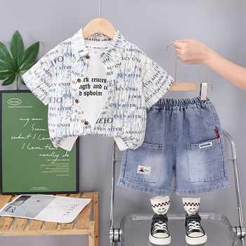 Dječji ljetni dvodijelni set s kratkim rukavima, pamuk, uzorak s slovima, za dječake 3–8 godina