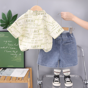 Dječji ljetni dvodijelni set s kratkim rukavima, pamuk, uzorak s slovima, za dječake 3–8 godina