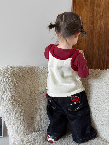 Dječje hlače za djevojčice – korejski stil, srednji porast, pamuk džins, sastav 48% pamuk, 37% lyocell, 14% poliester, 1% elastan, jesen 2025, uzrast 1–3 godine