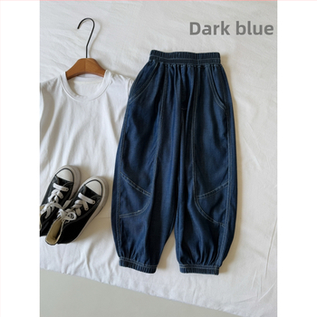 Detské nohavice z Lyocell Denim proti komárom, 65% Lyocell, jednobarevné, leto 2025, Casual