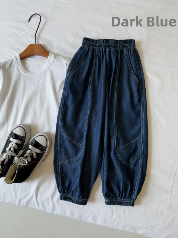 Detské nohavice z Lyocell Denim proti komárom, 65% Lyocell, jednobarevné, leto 2025, Casual