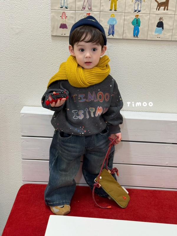 Detské džínsy pre chlapcov, bavlnené, korejského štýlu, hrubé zimné nohavice pre deti 3–8 rokov, s elastickým pásom