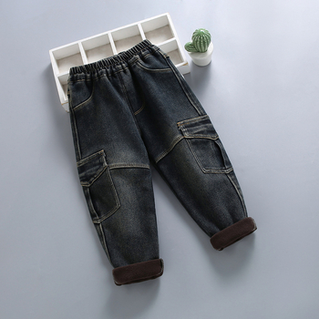 Dječje traperice s flis podstavom, jesen-zima, denim, 70% pamuka, srednji pojas