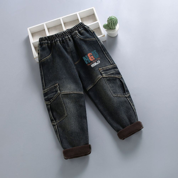 Dječje traperice s flis podstavom, jesen-zima, denim, 70% pamuka, srednji pojas