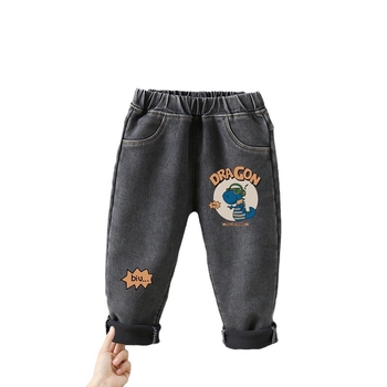 Dječje traperice s flis podstavom, jesen-zima, denim, 70% pamuka, srednji pojas