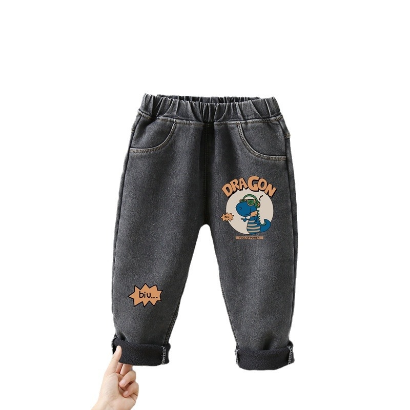 Dječje traperice s flis podstavom, jesen-zima, denim, 70% pamuka, srednji pojas