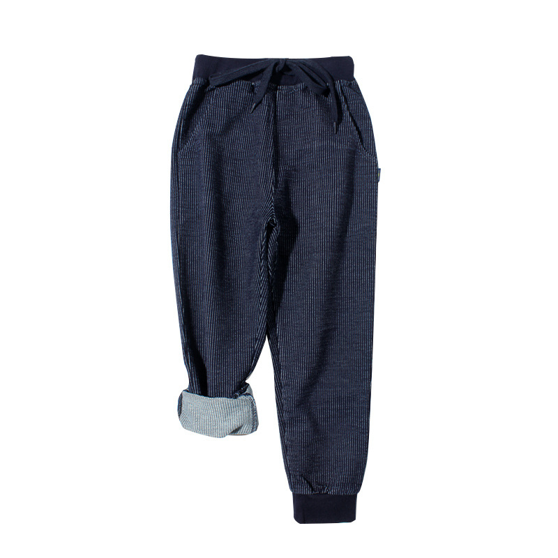 Dječje hlače u korejskom stilu, pletene denim hlače za djecu, 95% pamuk, srednji pojas, prugasti ili jednobojni uzorak, nježno enzimsko pranje
