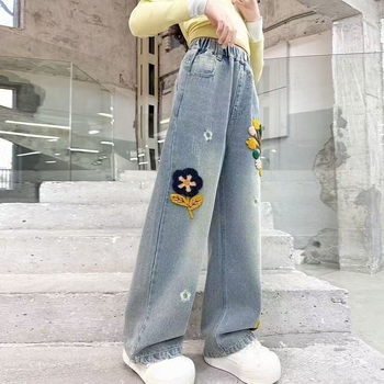 Lányoknak gyerek flanel nadrág elasztikus derékkal – tavasz-ősz, 1-3 éveseknek, kényelmes hétköznapi stílus