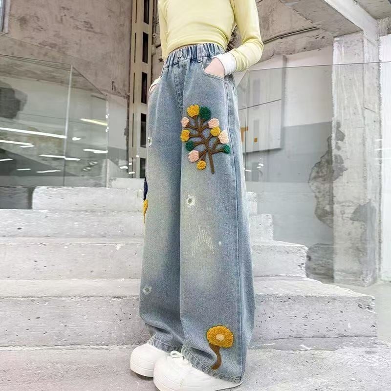 Lányoknak gyerek flanel nadrág elasztikus derékkal – tavasz-ősz, 1-3 éveseknek, kényelmes hétköznapi stílus