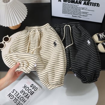 Детски панталони с подплата от флис, дебели за зимата, корейски стил, ежедневни, 100% полиестер, еластична талия, унисекс