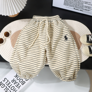 Детски панталони с подплата от флис, дебели за зимата, корейски стил, ежедневни, 100% полиестер, еластична талия, унисекс