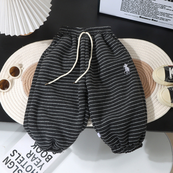 Детски панталони с подплата от флис, дебели за зимата, корейски стил, ежедневни, 100% полиестер, еластична талия, унисекс