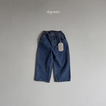 Παιδικά τζιν κορεατικού στυλ με πολλαπλές τσέπες, 93% βαμβάκι, μεσαία μέση, unisex, ίσια γραμμή