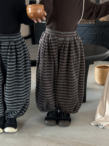 Dječje hlače s prugama, širokih nogavica, visokim strukom, 80% polyester, Cowboy tkanina