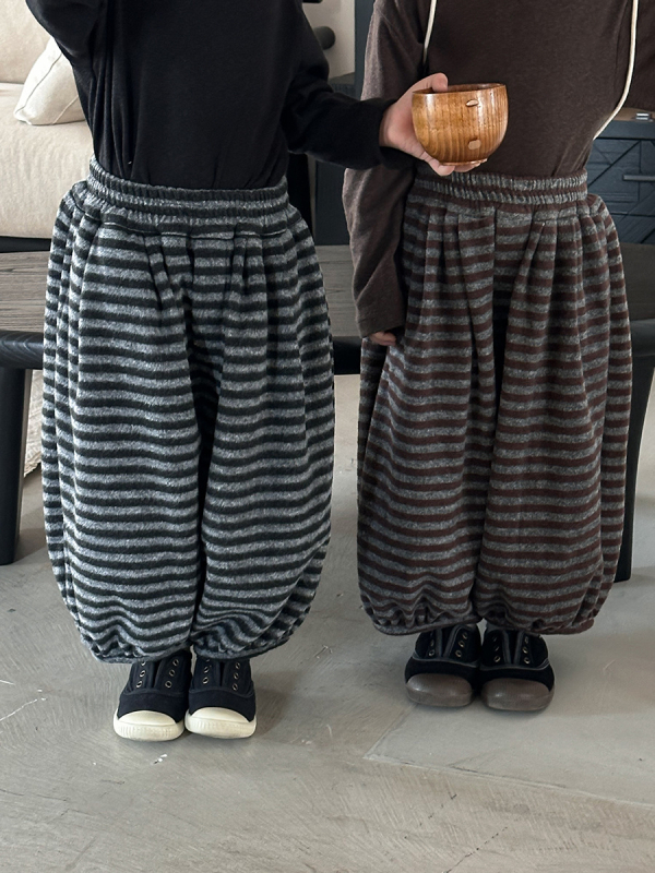 Dječje hlače s prugama, širokih nogavica, visokim strukom, 80% polyester, Cowboy tkanina
