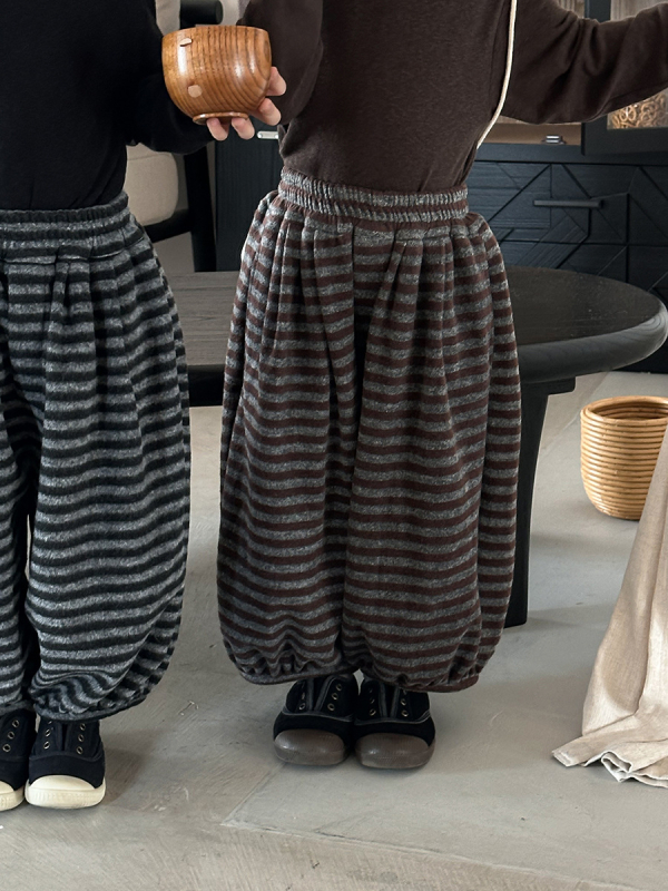 Dječje hlače s prugama, širokih nogavica, visokim strukom, 80% polyester, Cowboy tkanina