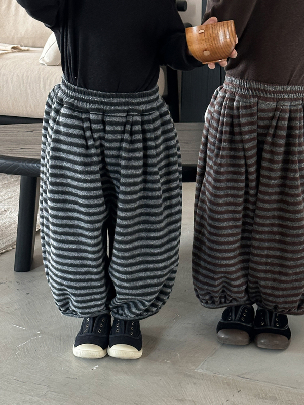 Dječje hlače s prugama, širokih nogavica, visokim strukom, 80% polyester, Cowboy tkanina