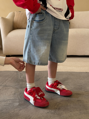 Dječje traperice šorts, korejski stil, opuštena silueta, denim tkanina, pamuk 85%, uzrast 3-8 godina, ljeto