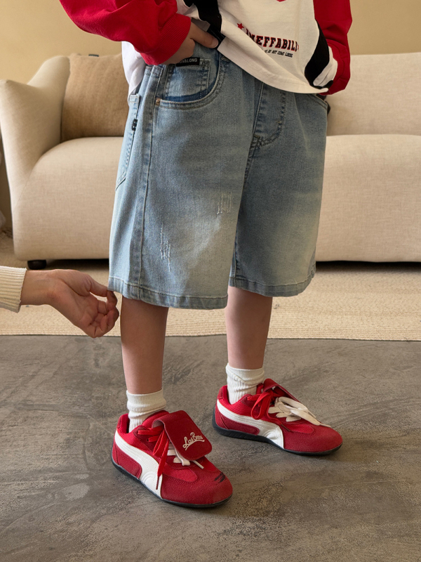 Dječje traperice šorts, korejski stil, opuštena silueta, denim tkanina, pamuk 85%, uzrast 3-8 godina, ljeto
