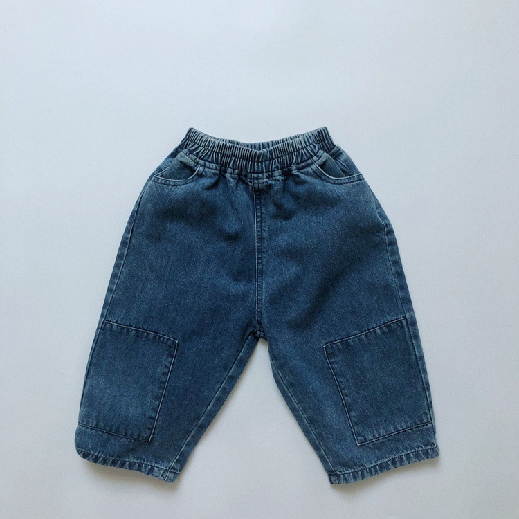 Dječje traperice u korejskom stilu, denim, 100% pamuk, visoki struk — Marka Kaqi Emperor