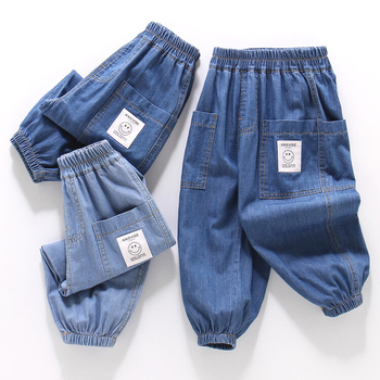 Dječje denim hlače u korejskom stilu, protiv komaraca, 100% pamuk, enzimsko pranje, elastičan pojas