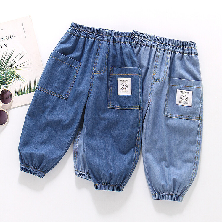 Dječje denim hlače u korejskom stilu, protiv komaraca, 100% pamuk, enzimsko pranje, elastičan pojas