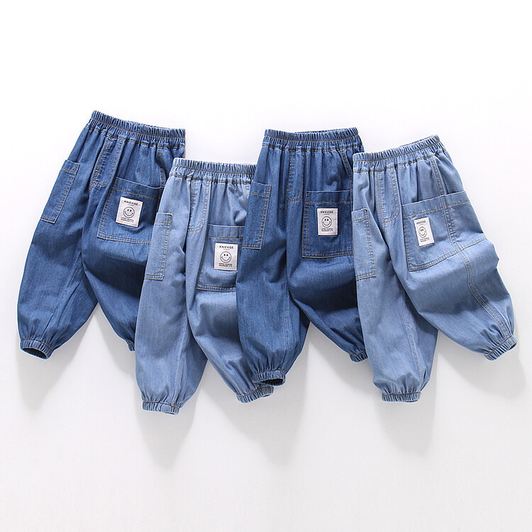 Dječje denim hlače u korejskom stilu, protiv komaraca, 100% pamuk, enzimsko pranje, elastičan pojas
