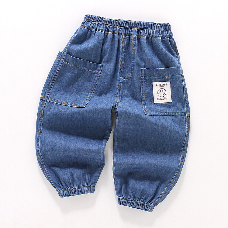 Dječje denim hlače u korejskom stilu, protiv komaraca, 100% pamuk, enzimsko pranje, elastičan pojas