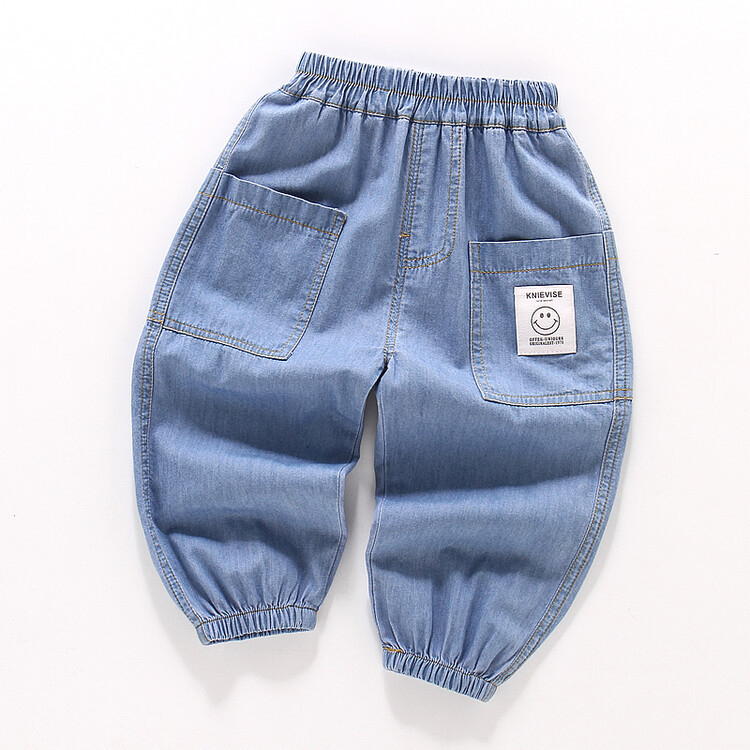 Dječje denim hlače u korejskom stilu, protiv komaraca, 100% pamuk, enzimsko pranje, elastičan pojas