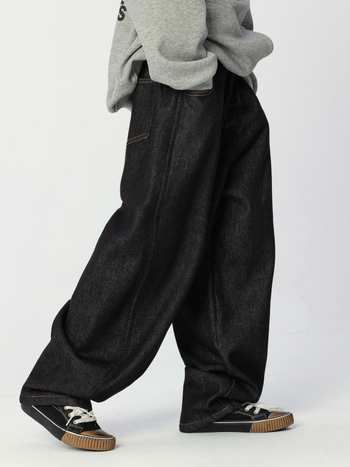 Dječje traperice s flis podstavom, zima 2025, opuštene ravne hlače, srednji pojas, elastični pojas, pamuk 95%