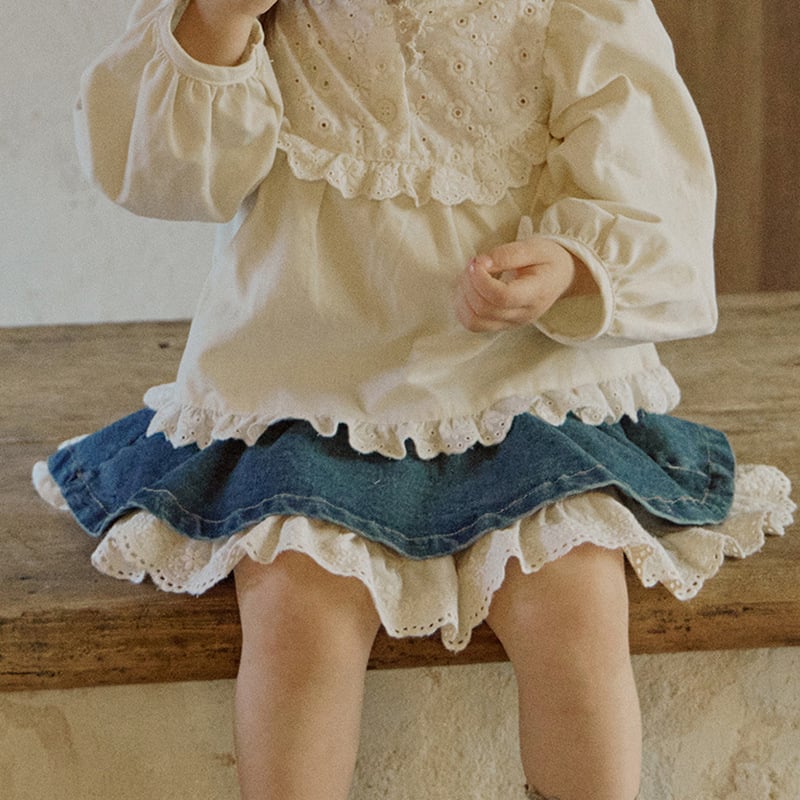 Denim szoknya lányoknak — 90% pamut, enzimes mosás, pamut bélés, univerzális stílus