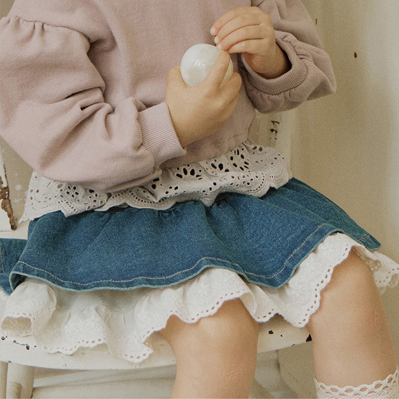 Denim szoknya lányoknak — 90% pamut, enzimes mosás, pamut bélés, univerzális stílus