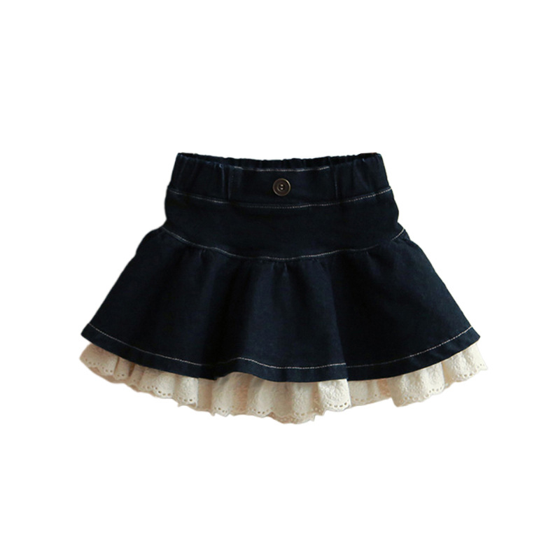 Denim szoknya lányoknak — 90% pamut, enzimes mosás, pamut bélés, univerzális stílus