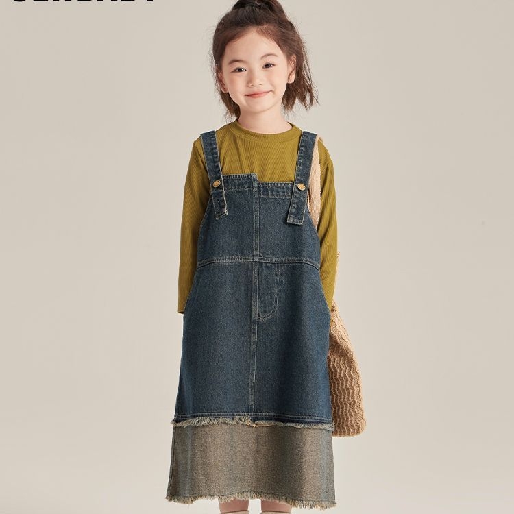 Момичешка пола с презрамки от терри плат, в корейски стил, A-line, едноцветна, основна материя зайчова козина 70-80%