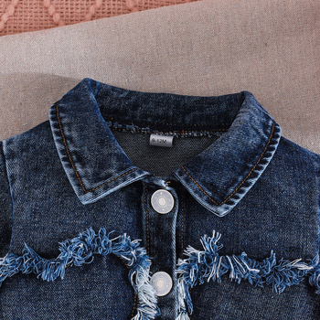 Dječji dvodijelni komplet: denim top s tregericama i suknja s mašnicom, srce patch