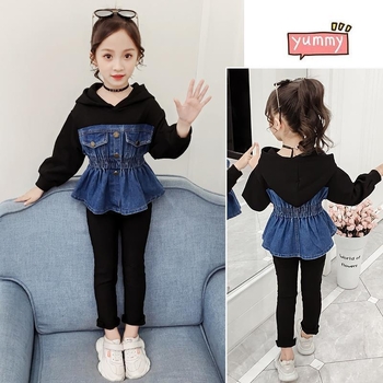 Gyerekeknek készült koreai stílusú őszi 2 részes öltözet, hosszú ujjú, korduroj anyag nyúl szőrrel (71–80%), 2025 tavasz