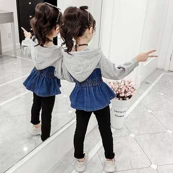 Gyerekeknek készült koreai stílusú őszi 2 részes öltözet, hosszú ujjú, korduroj anyag nyúl szőrrel (71–80%), 2025 tavasz