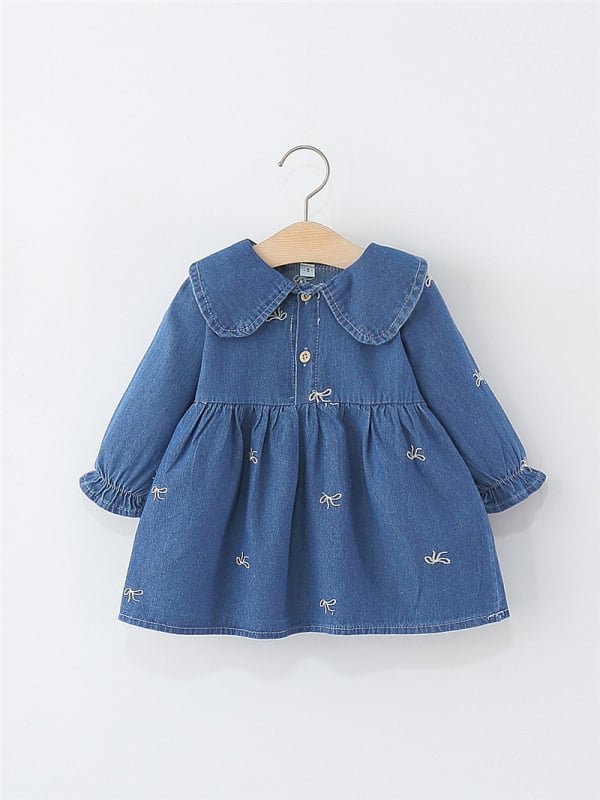 Принцес рокля за бебета и малки деца, памучна материя, едноцветна, 95% памук, за деца 1–3 години, есен 2025.