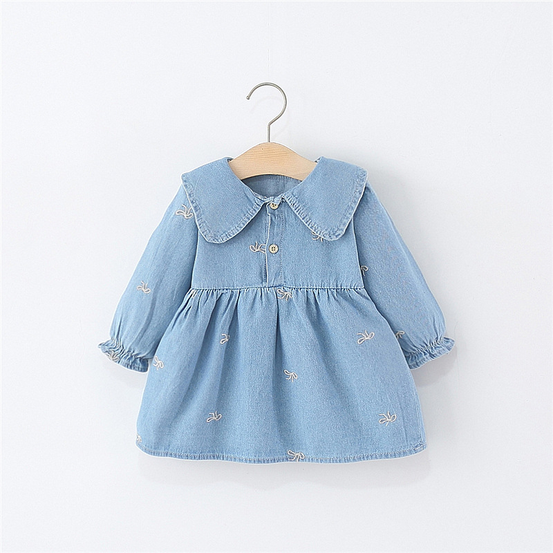 Принцес рокля за бебета и малки деца, памучна материя, едноцветна, 95% памук, за деца 1–3 години, есен 2025.