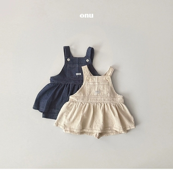 Пола с презрамки в корейски стил за момичета, памук, едноцветна, за деца на възраст 1–3 години, пролетно-есен 2025