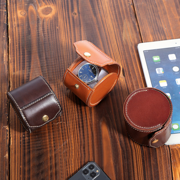 Dujiang kožna kružna kutija za satove — ručno izrađena, moguć tisak logotipa, 1 komad, proljeće 2025 izlazak