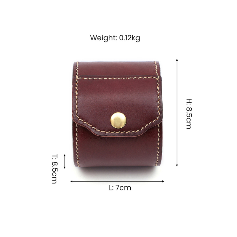 Dujiang kožna kružna kutija za satove — ručno izrađena, moguć tisak logotipa, 1 komad, proljeće 2025 izlazak