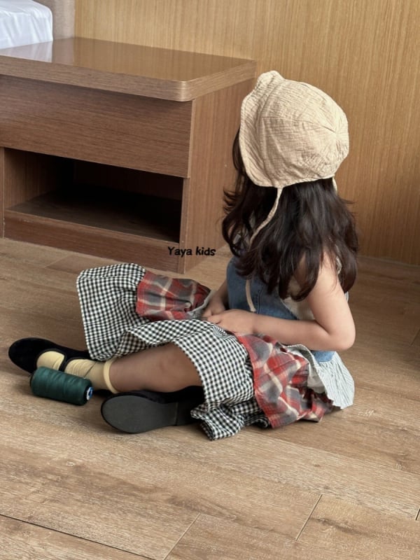 Lányoknak szánt pántos szoknya, koreai stílus, pamut, kockás minta, torta-stílusú szoknya, 3–8 éveseknek