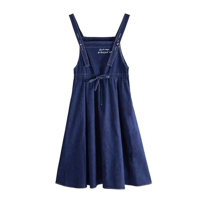 Két darabos gyerekeknek készült denim vállfős szett lányoknak – pamut-denim keverék, 8+ éveseknek, nyár, rövid ujjú