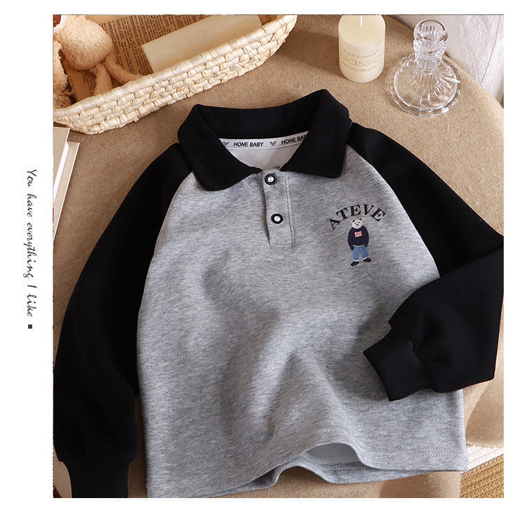 Tricou polo pentru copii, stil casual coreean, din amestec de bumbac, mâneci lungi, pentru vârsta 3–8 ani, primăvară și toamnă