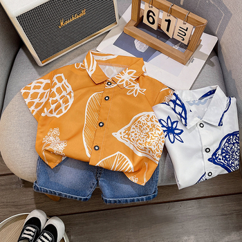 Dječji dvodijelni set: majica s kratkim rukavima s natpisom i hlače od pamuk-denima, 95% pamuk, unisex, ljeto 2024